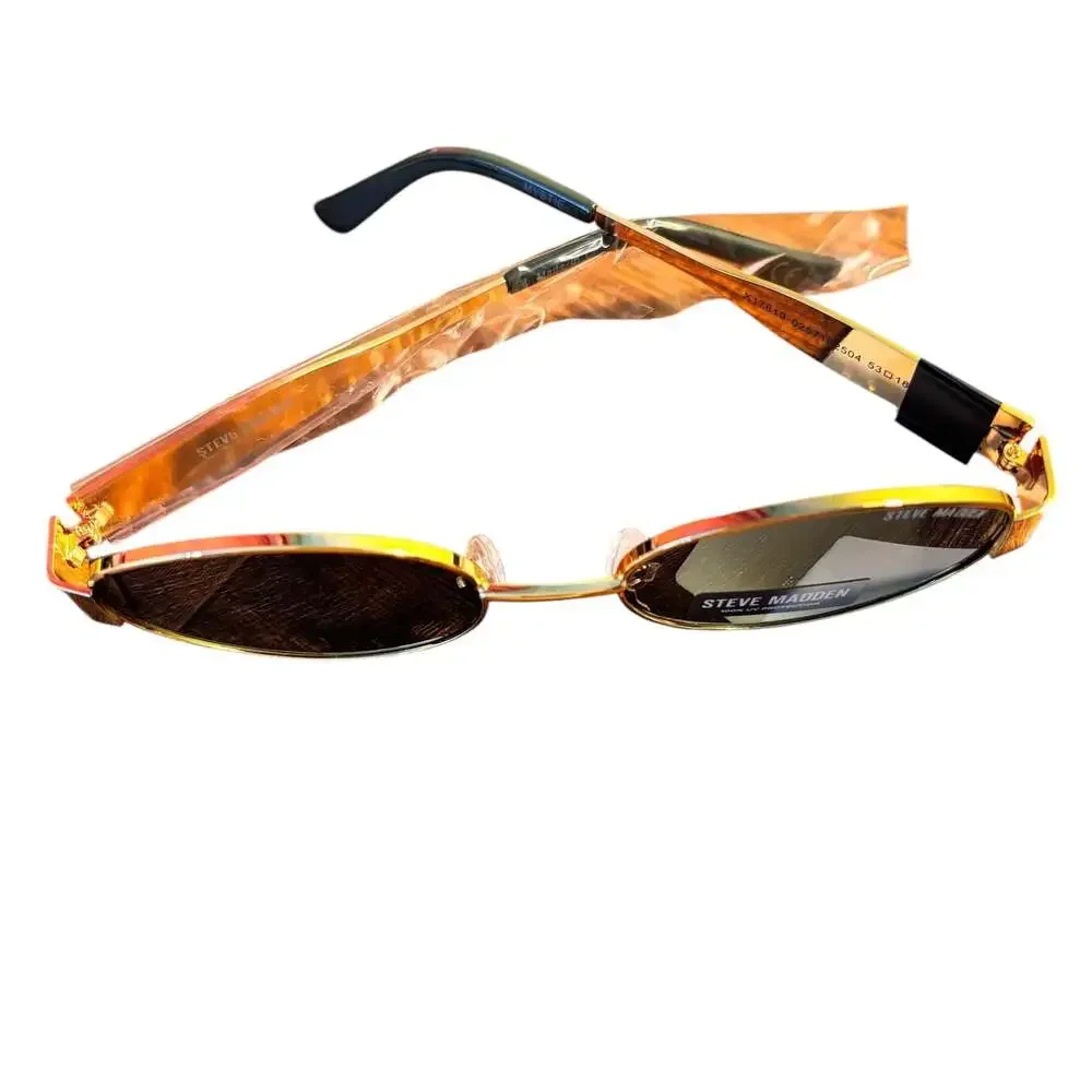 Steve Madden MYSTIE Shiny Gold‎ Frame Oval Sunglasses NWT